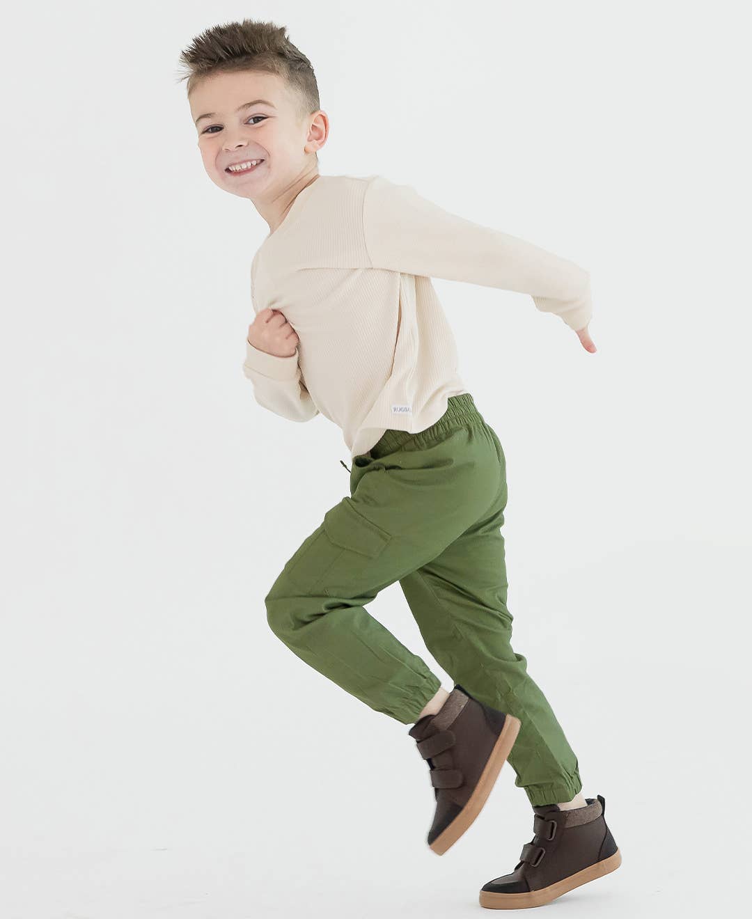 RB Tan Waffle Knit Modeled