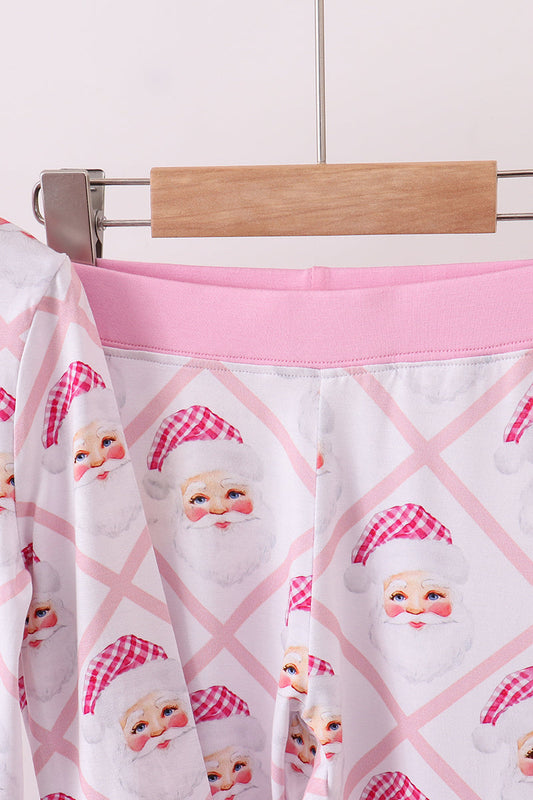 Pink and White Santa Claus Bamboo Pajamas Set