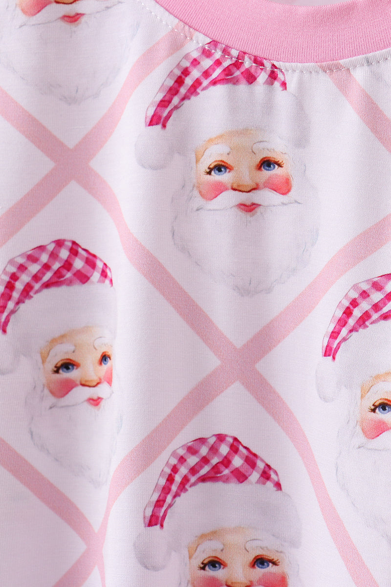 Pink and White Santa Claus Bamboo Pajamas Set