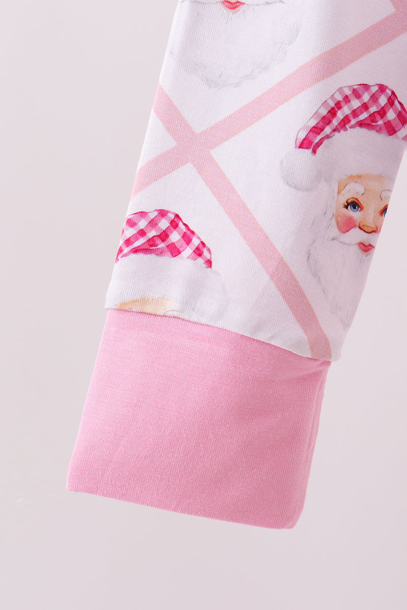 Pink and White Santa Claus Bamboo Pajamas Set