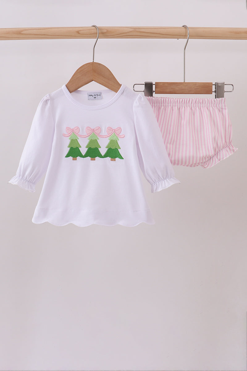 Embroidered Christmas Tree Bloomer Set