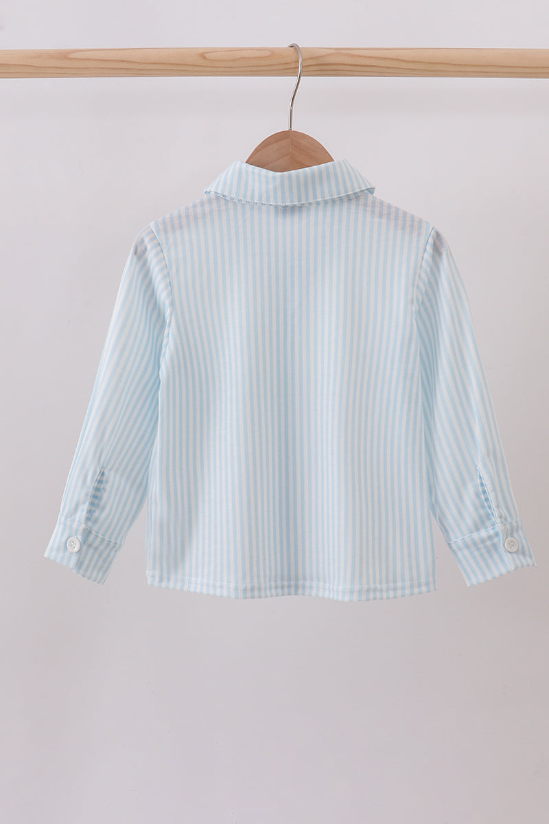 Long Sleeve Button Down with Embroidered Christmas Tree