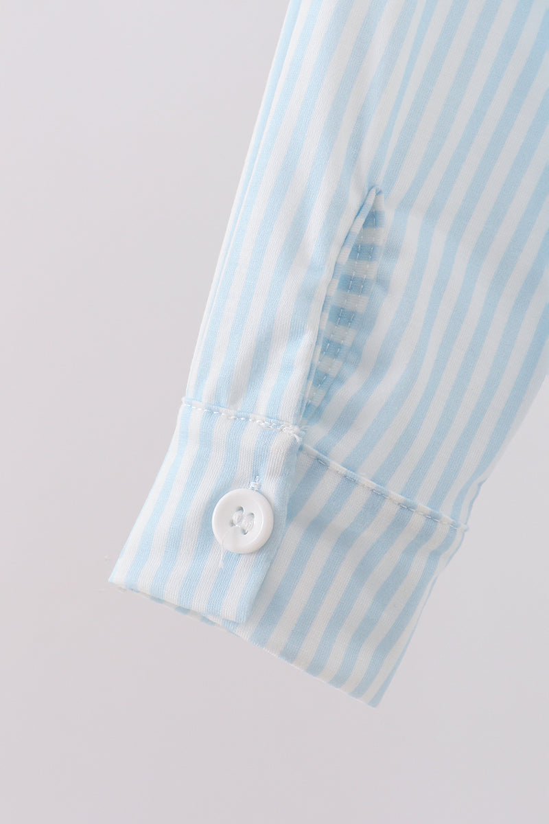 Long Sleeve Button Down with Embroidered Christmas Tree
