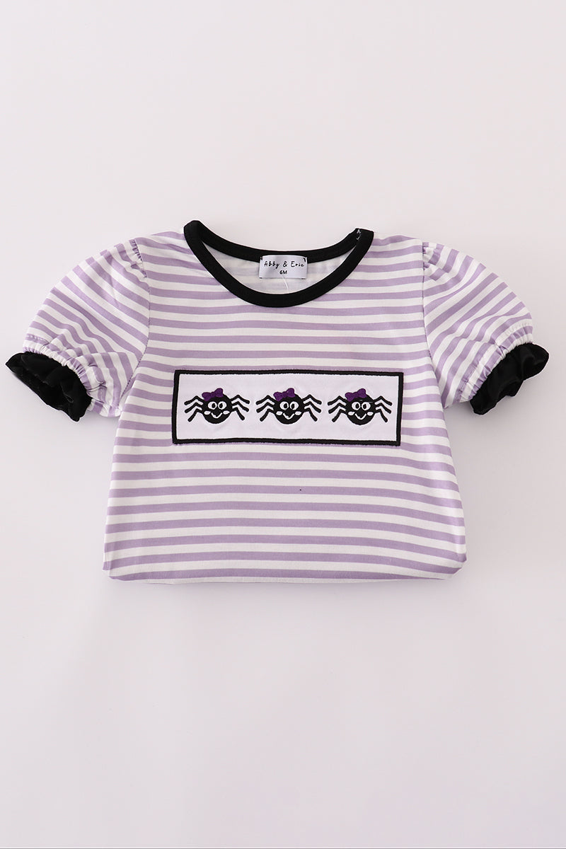 Purple Halloween Spider Embroidered Bubble