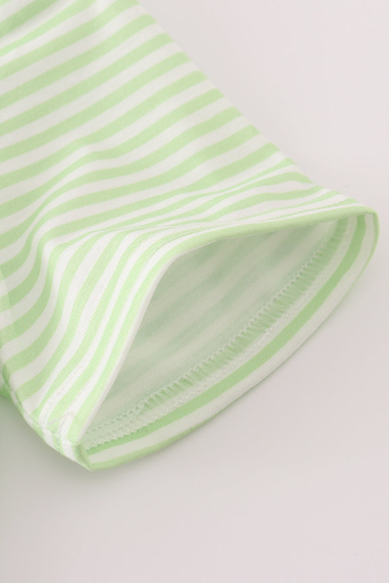 Green Striped Shirt with Scarecrow Embroidered