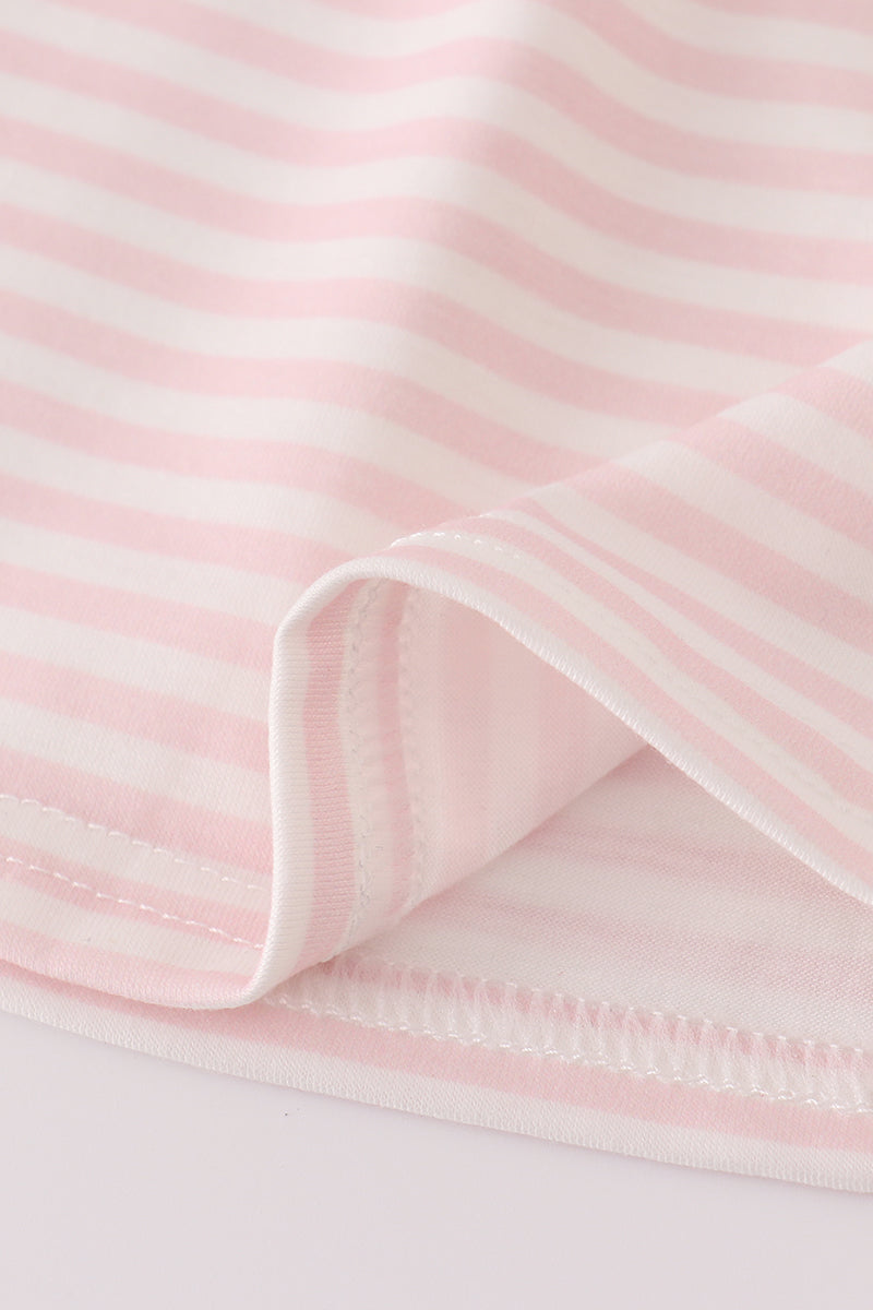 Pink Striped Dress with Scarecrow Embroidered