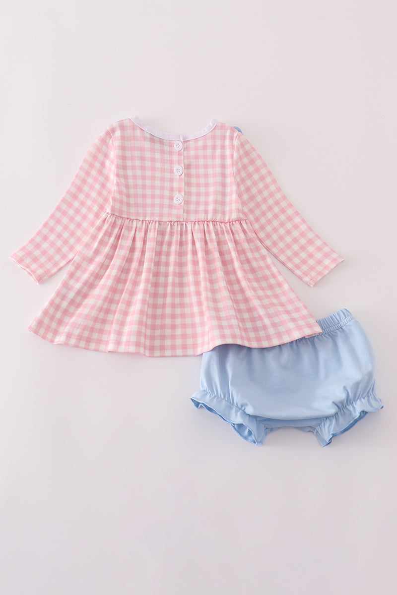 Pink and White Gingham Princess Bloomer Set