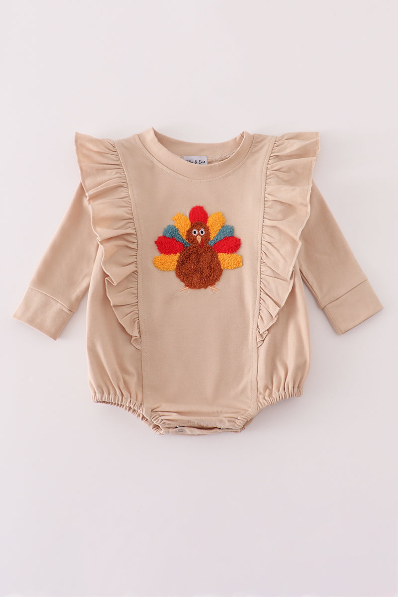 Long Sleeve Bubble with Ruffle and French Knot Turkey