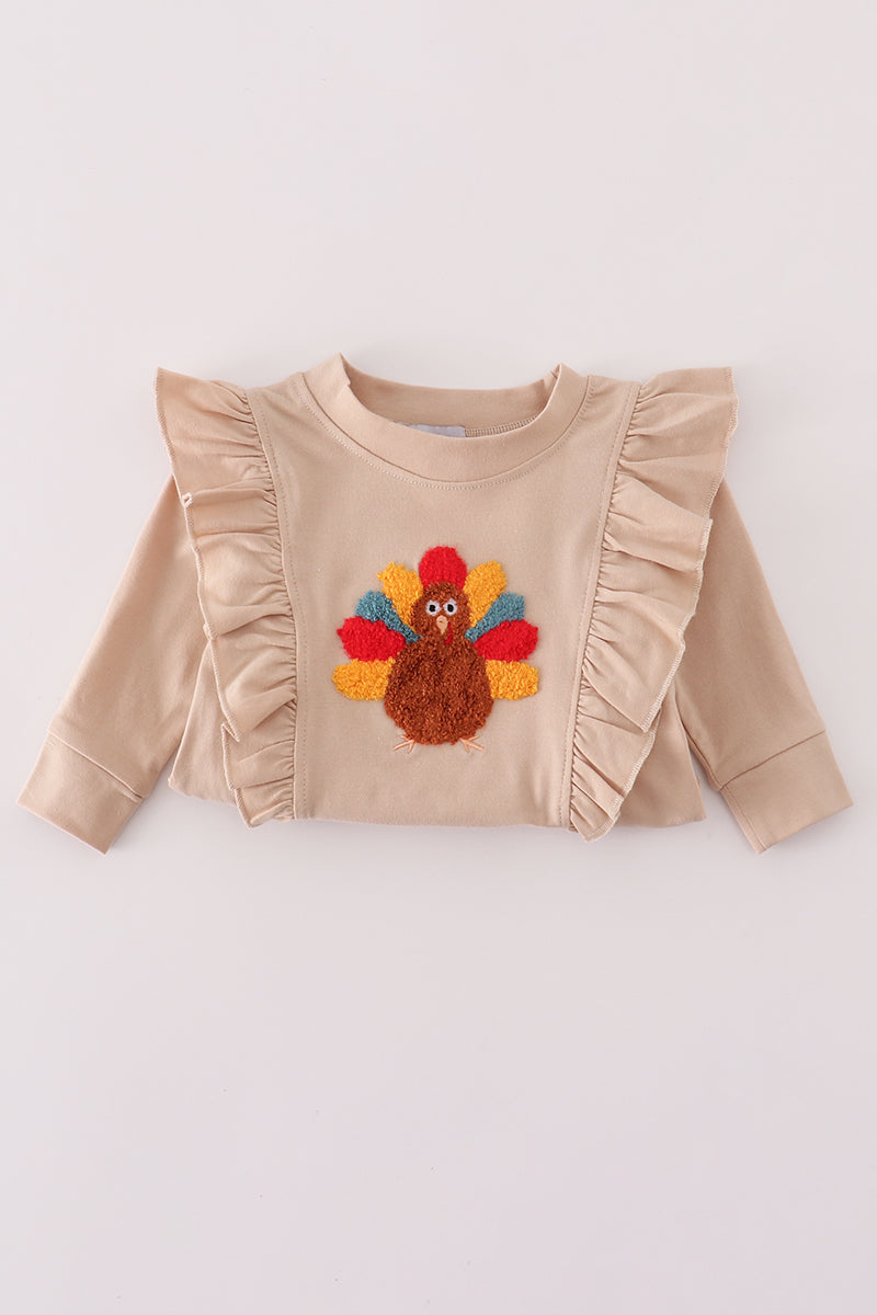 Long Sleeve Bubble with Ruffle and French Knot Turkey