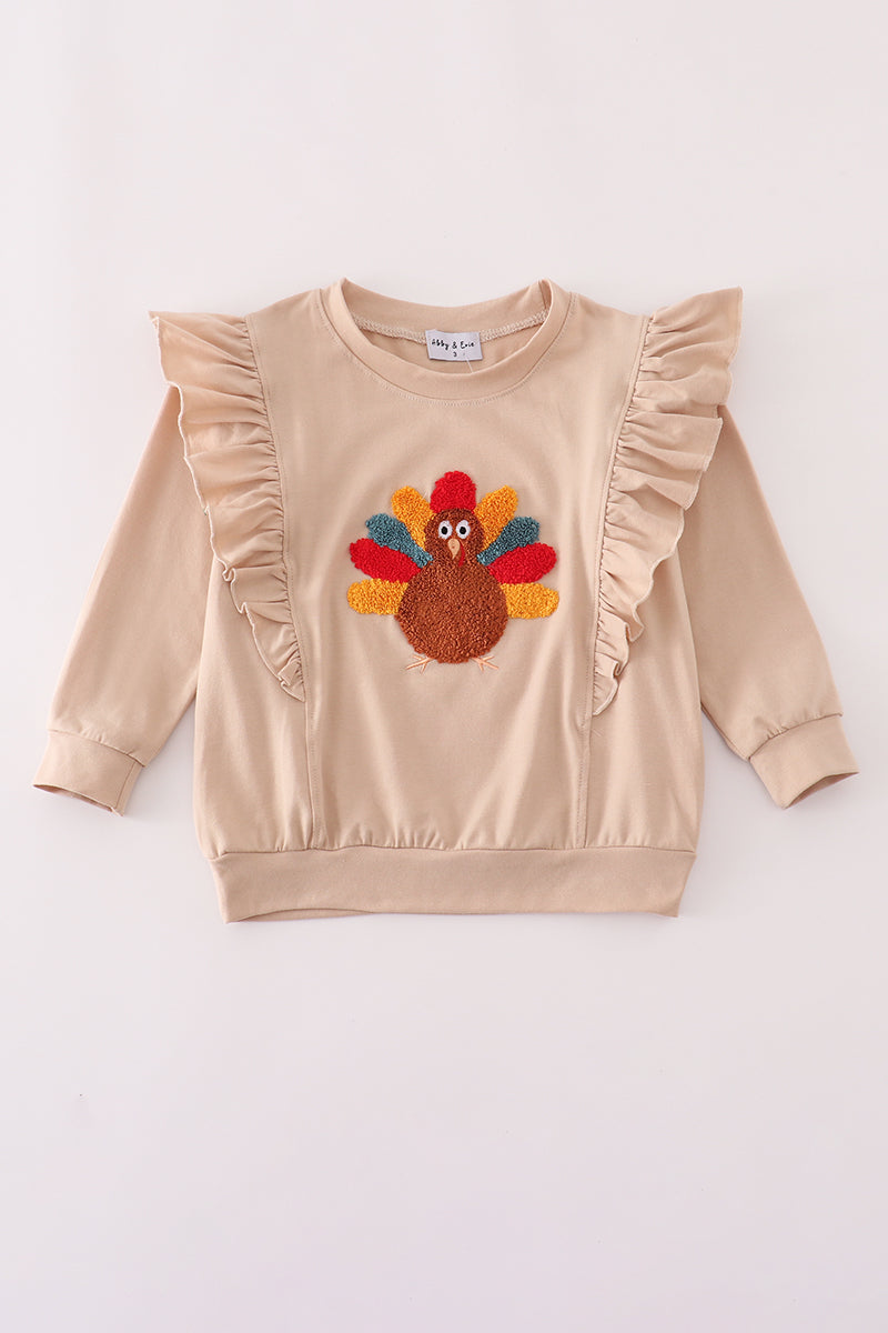 Long Sleeve Shirt with Ruffle and French Knot Turkey