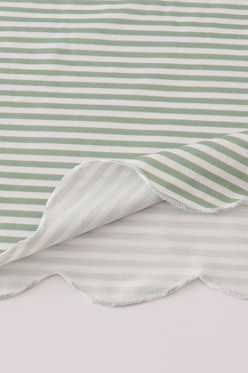 Green Striped Pants Set with French Knot Turkey