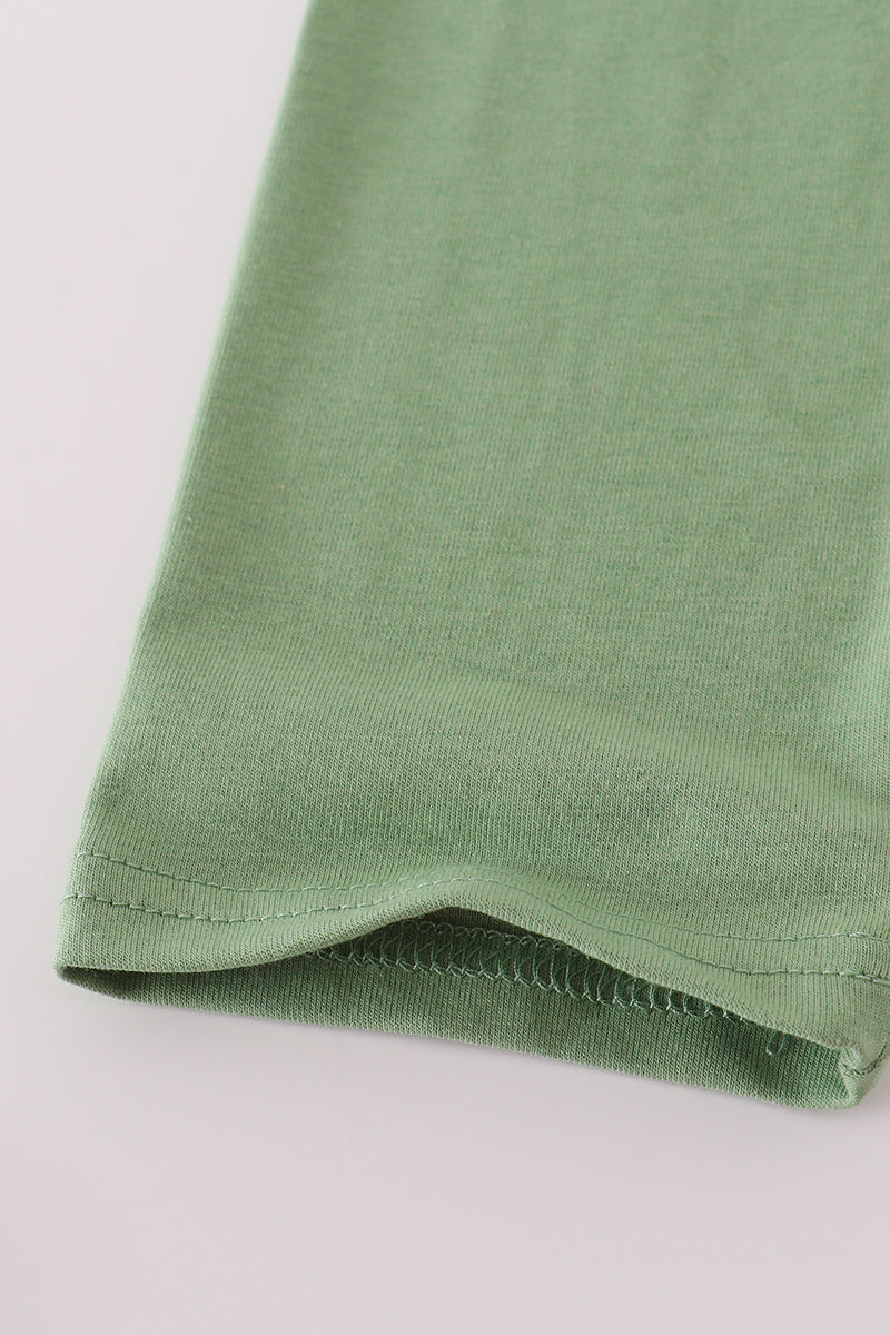 Green Striped Pants Set with French Knot Turkey