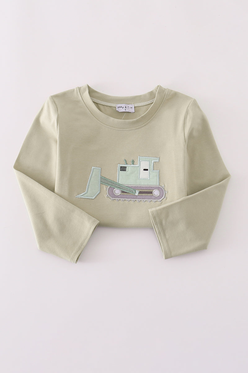Cream Excavator Applique Shirt