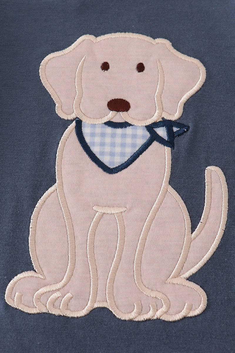 Navy Puppy Applique Shirt