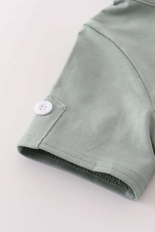 Green Micky Applique Shorts Set