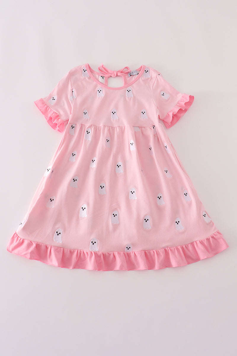 Pink Ghost Embroidered Dress