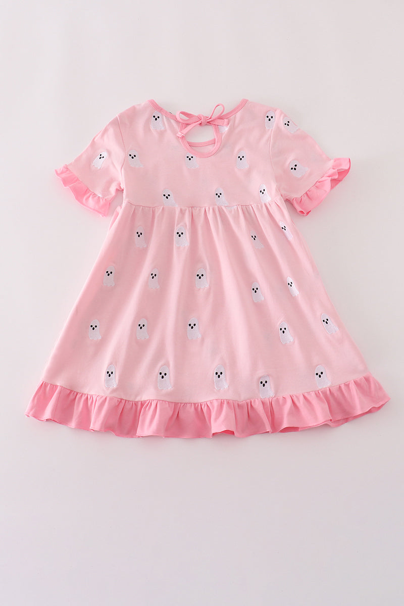 Pink Ghost Embroidered Dress