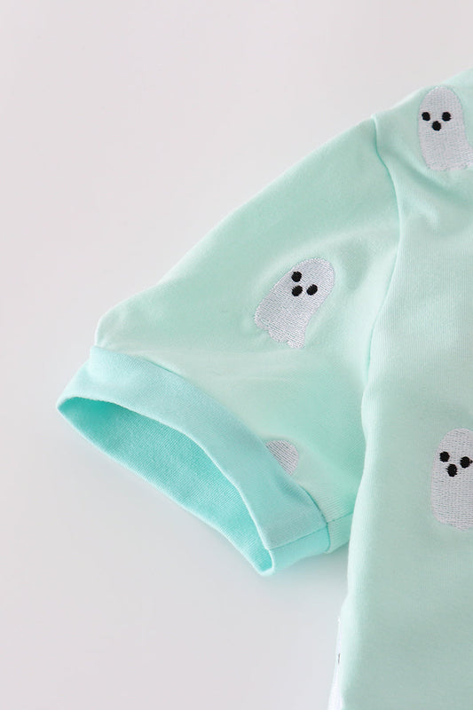 Green Ghost Embroidered Pajama Set