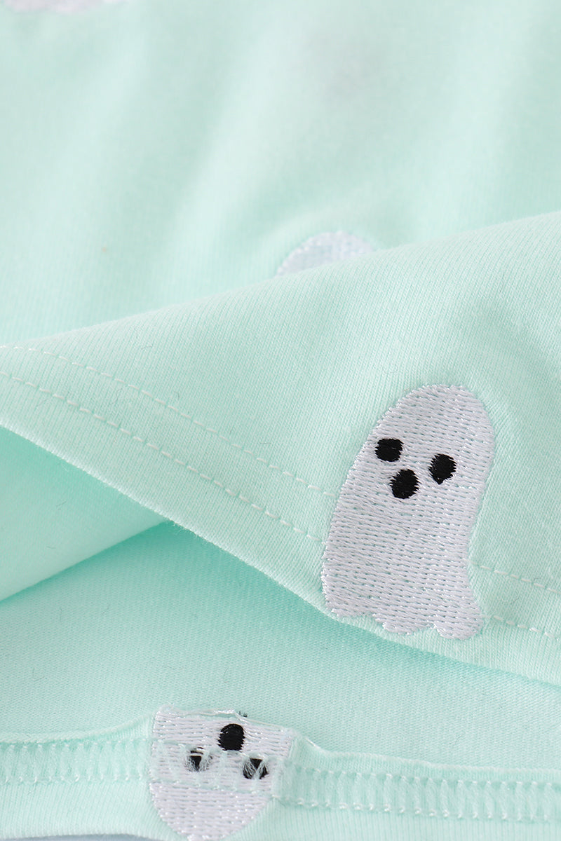 Green Ghost Embroidered Pajama Set
