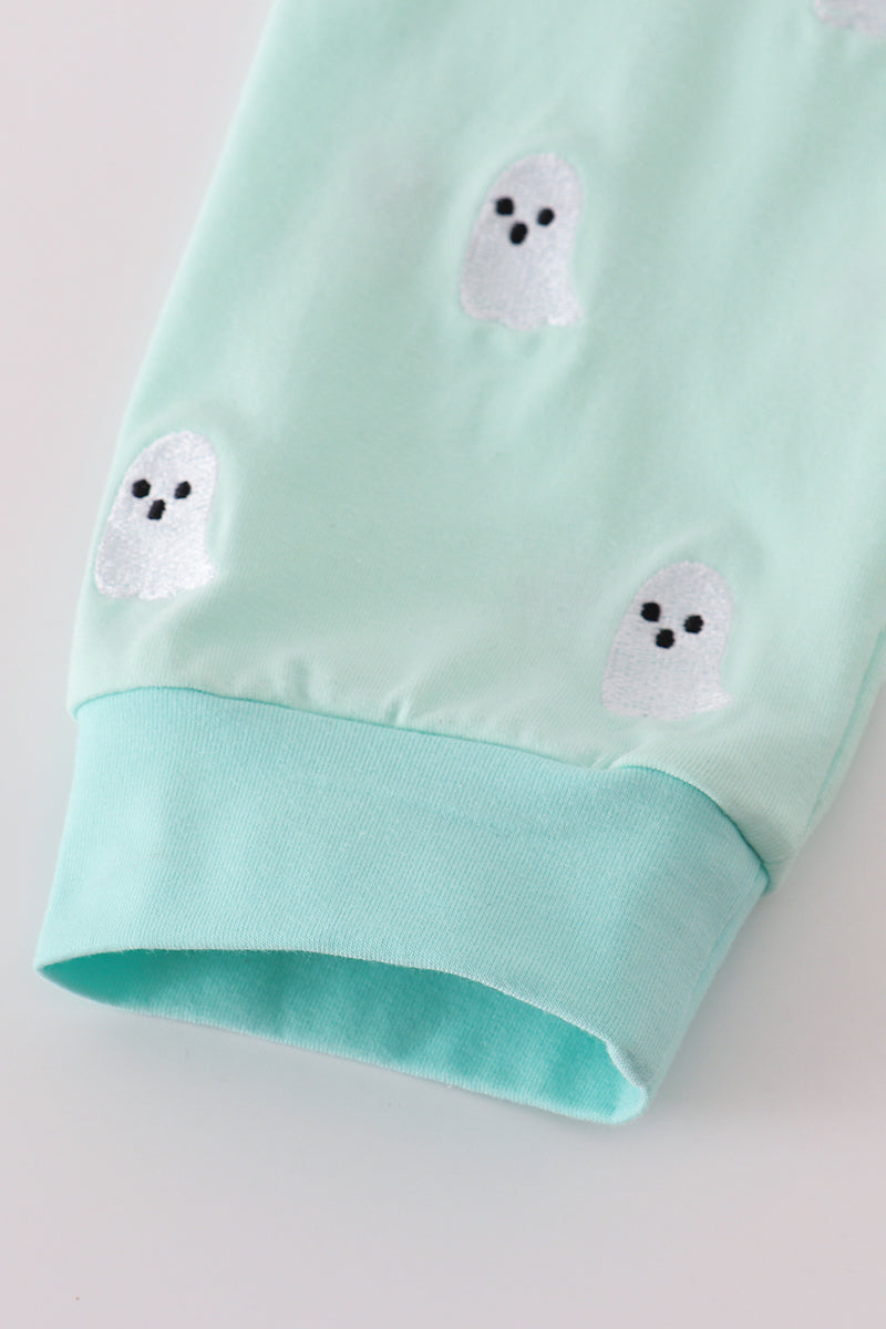 Green Ghost Embroidered Pajama Set