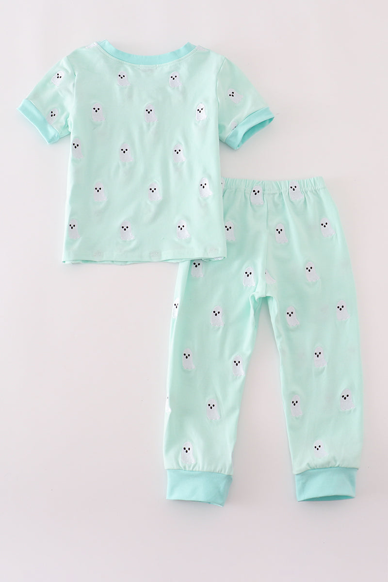 Green Ghost Embroidered Pajama Set