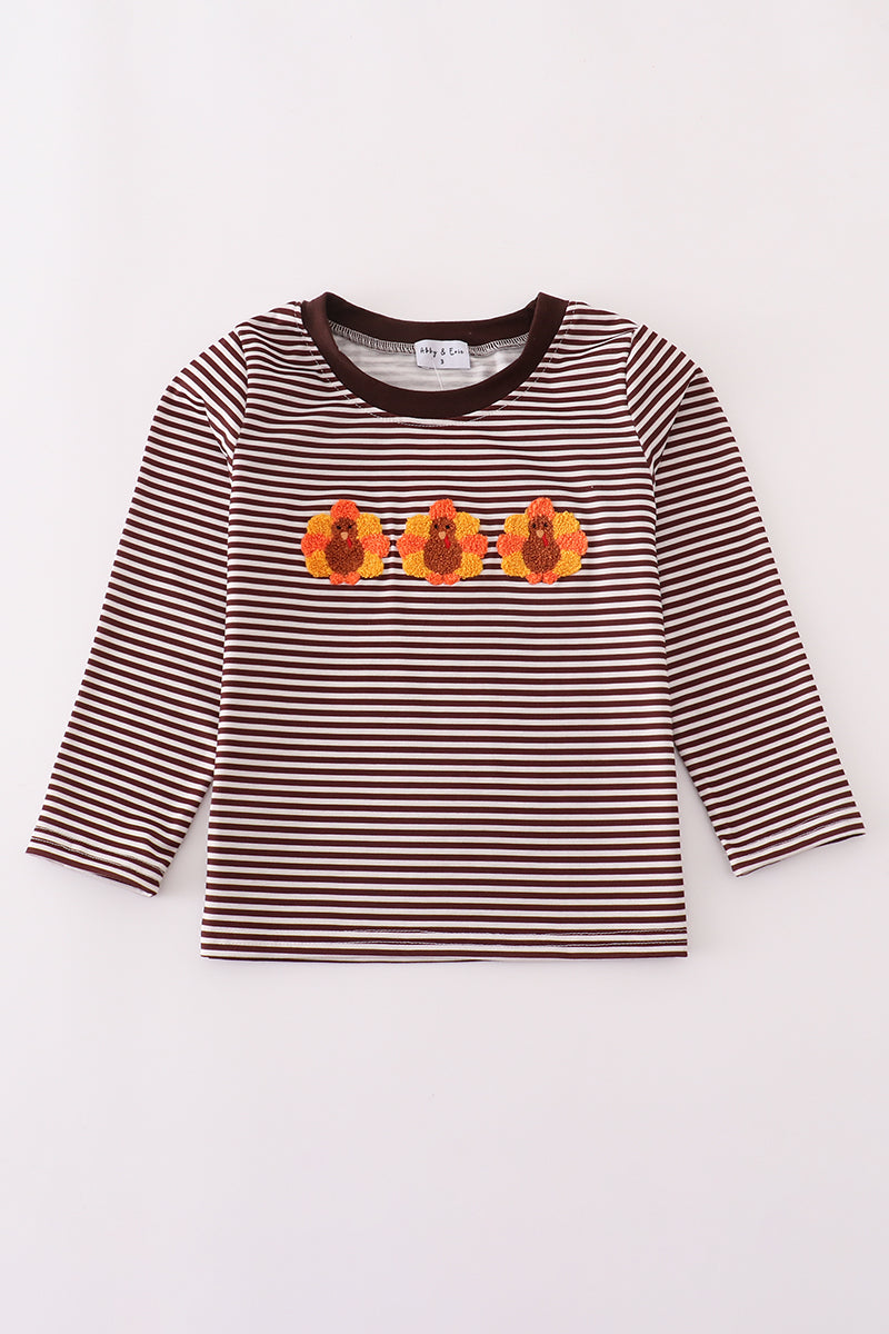 Long Sleeve Striped French Knot Turkey Shirt