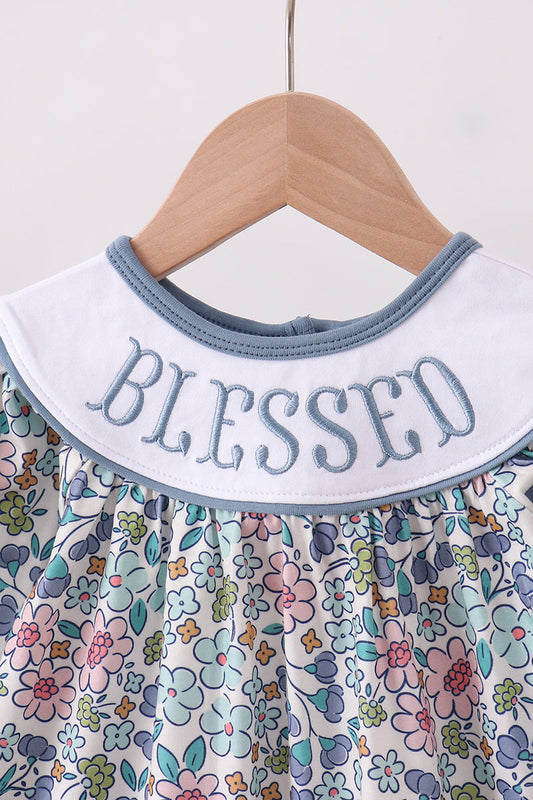Smocked Floral Bloomer Set with Embroidered "Blessed"