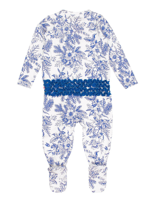 Winter Bliss Toile Modal Footed Ruffle Pajama