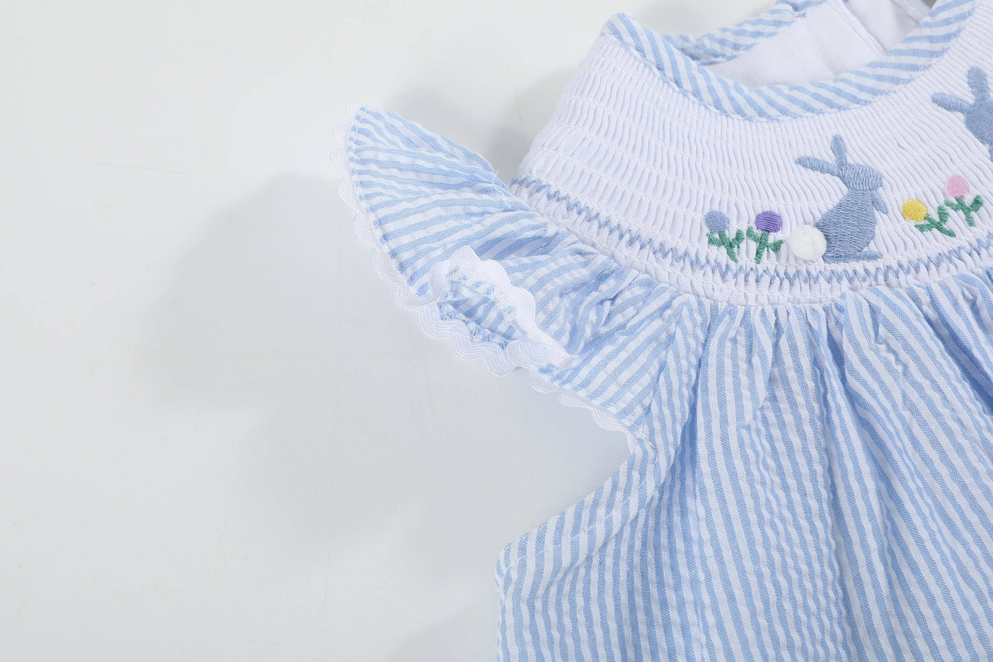 Light Blue Smocked Easter Bunny Dress