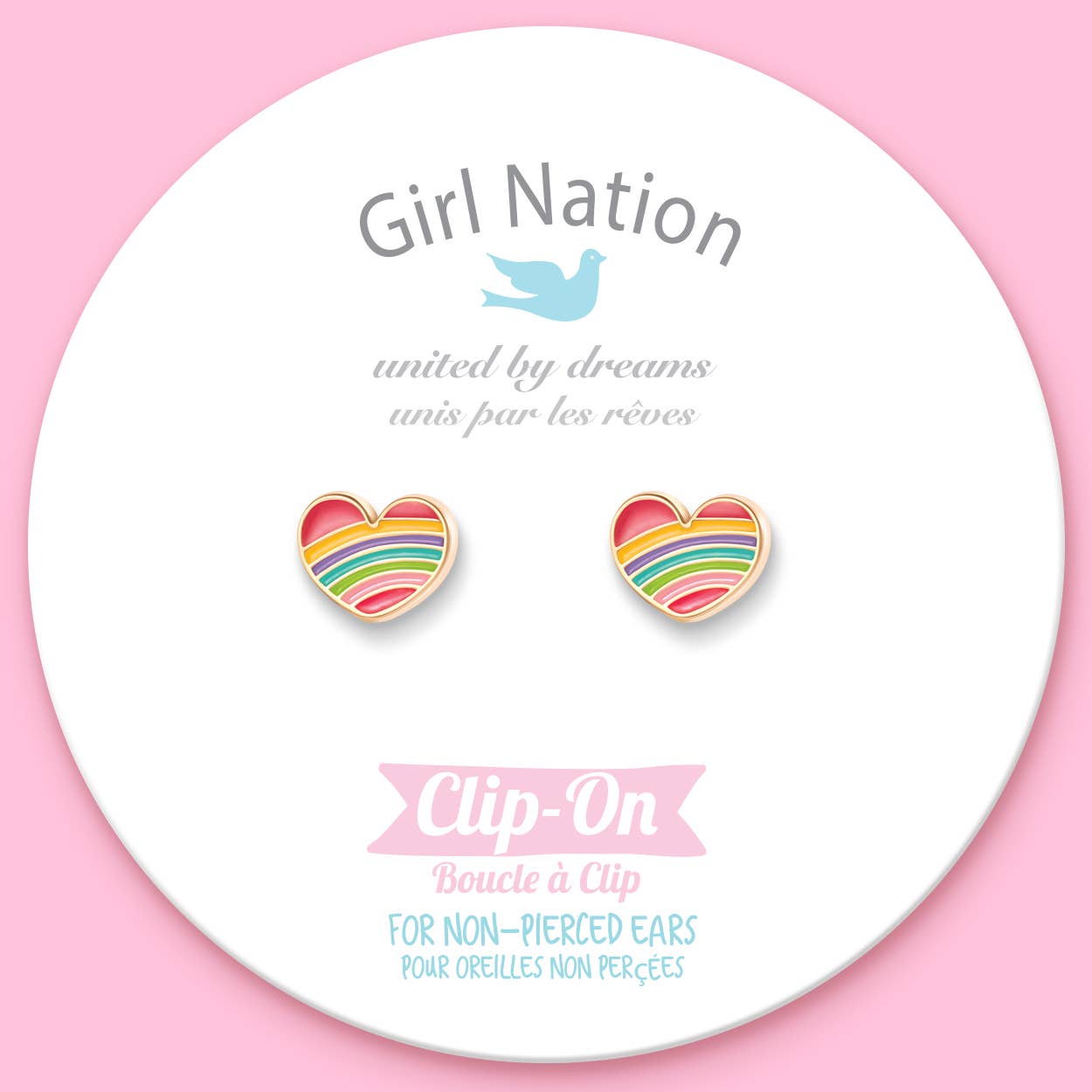 Rainbow Heart Clip On Earrings