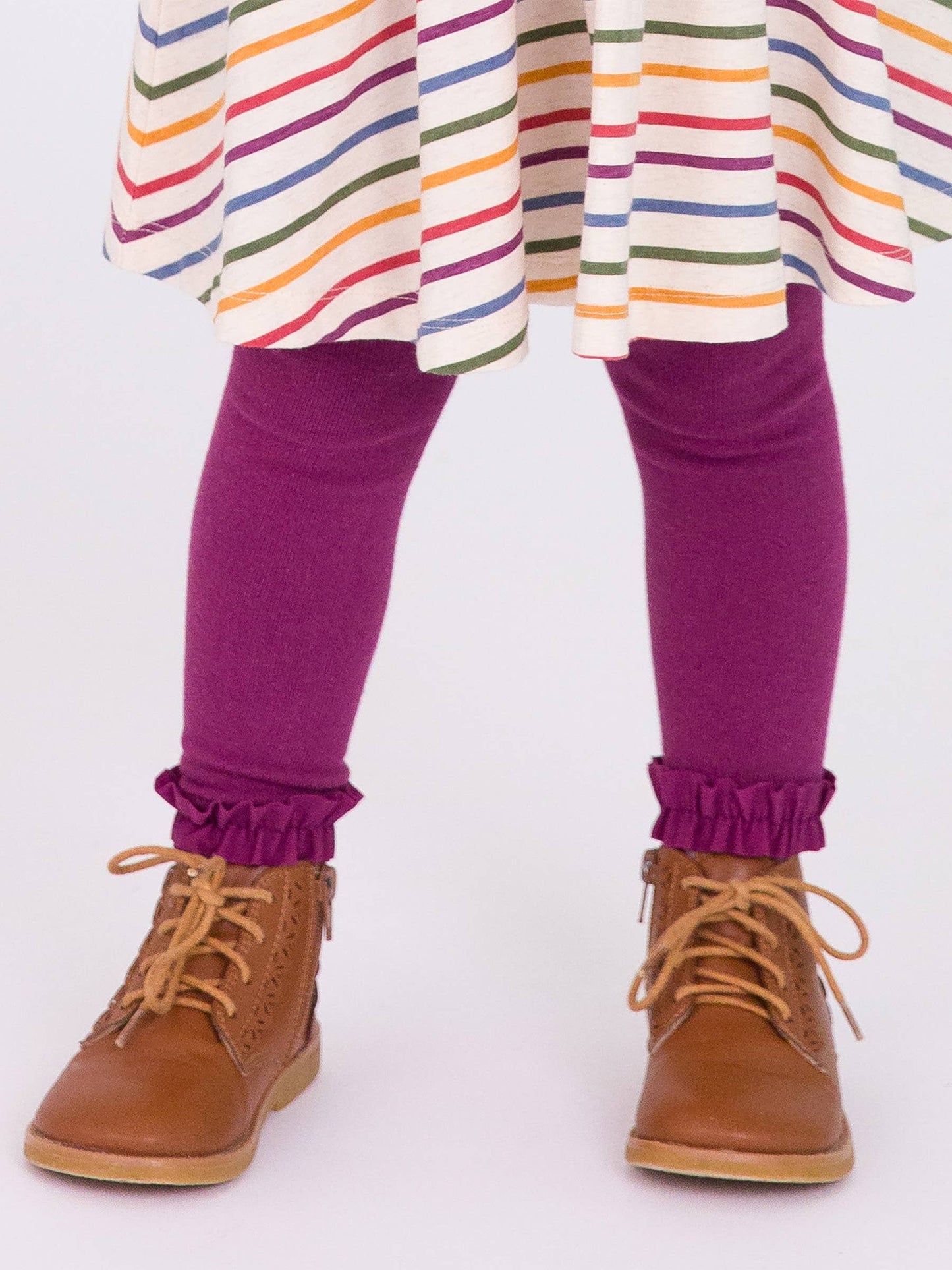 RB Eggplant Footless Leggings Modeled