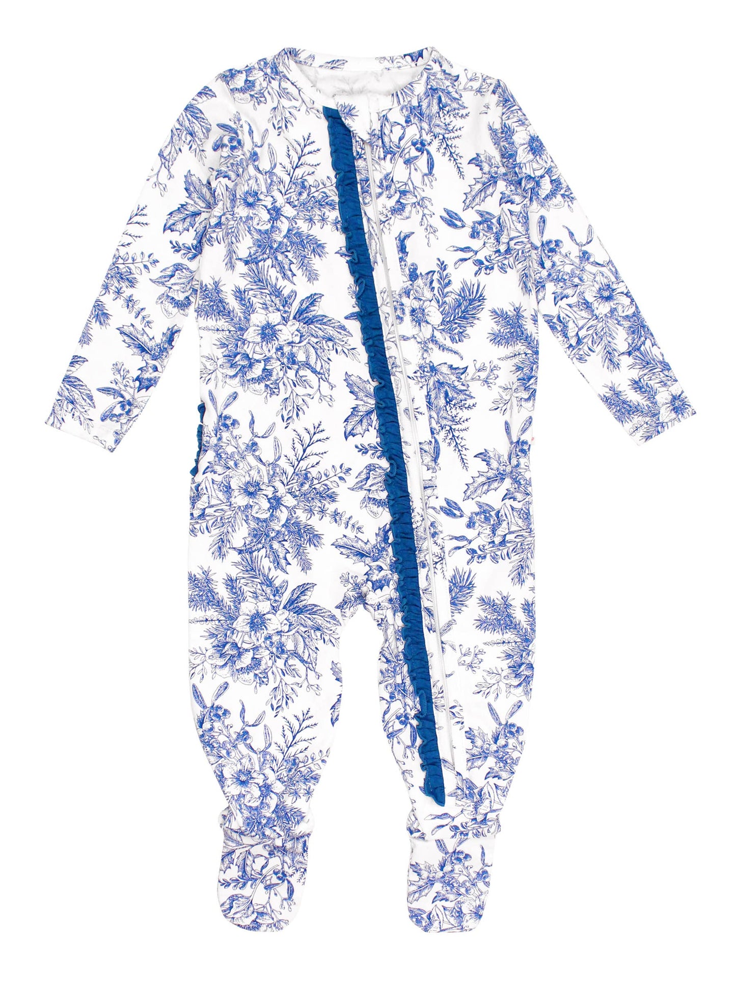 Winter Bliss Toile Modal Footed Ruffle Pajama