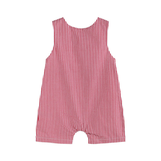 Red Gingham Baseball Smocked John John