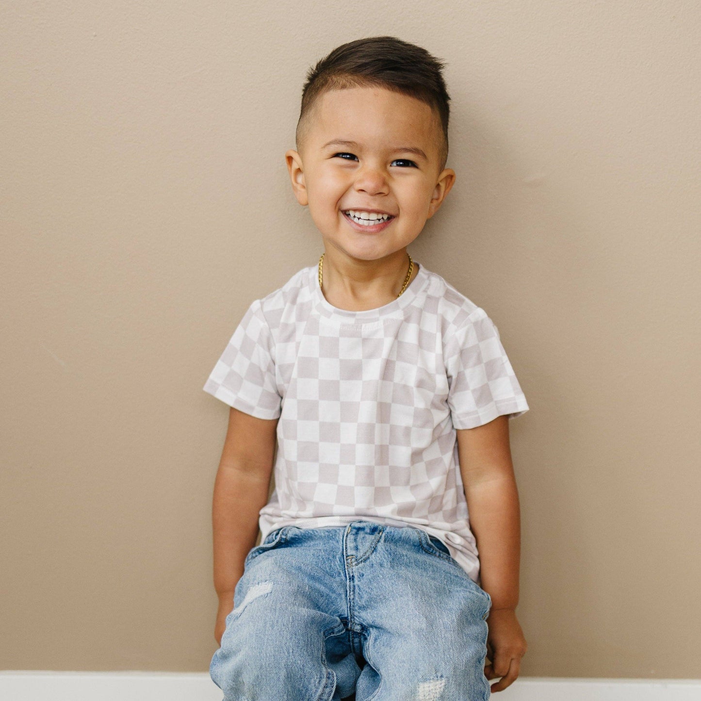 Checkered Bamboo T-Shirt Worn