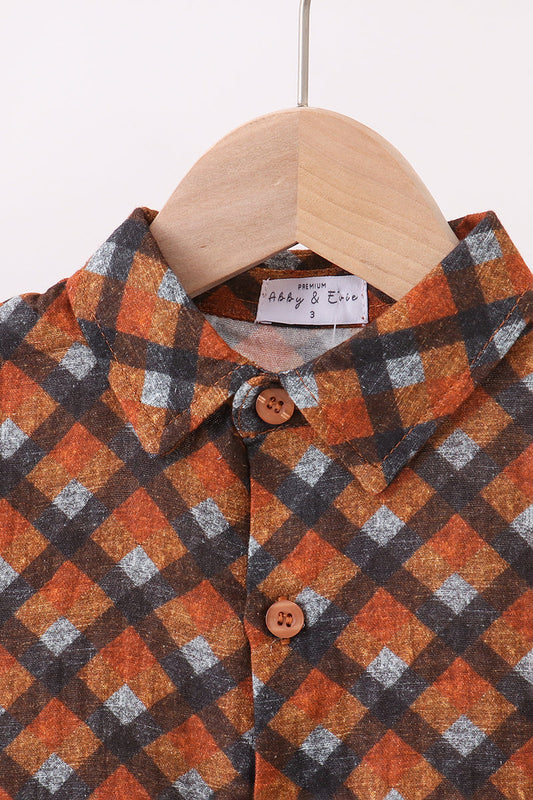 Plaid Button Down Muslin Long Sleeve Shirt