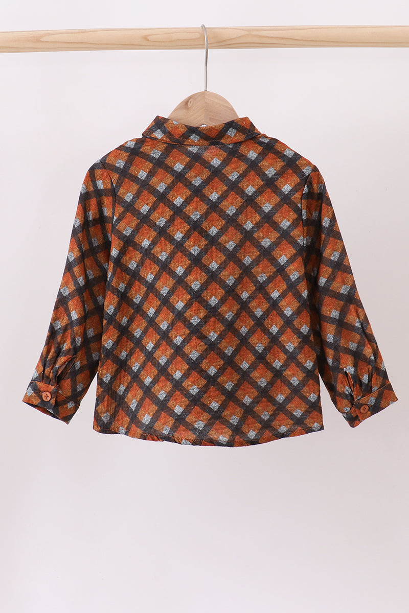 Plaid Button Down Muslin Long Sleeve Shirt