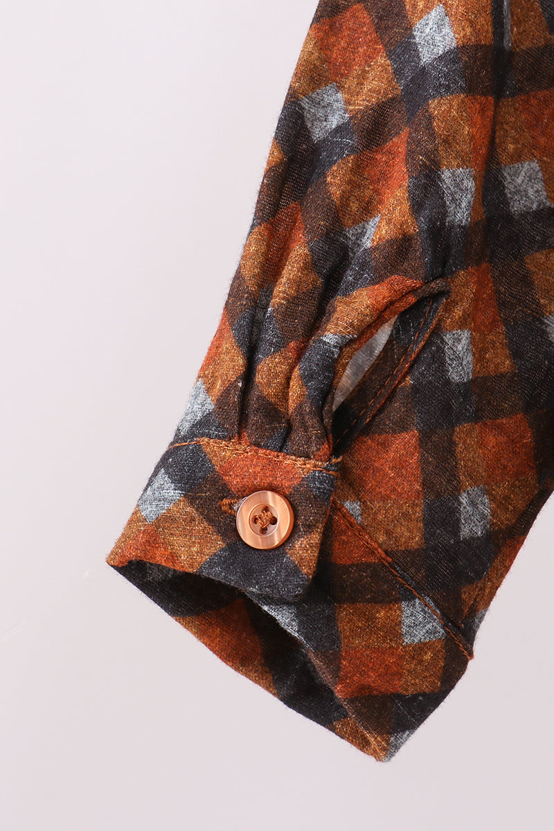 Plaid Button Down Muslin Long Sleeve Shirt