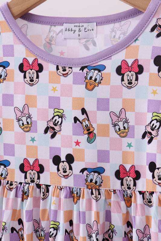 Purple Checkered Character Bamboo Dress