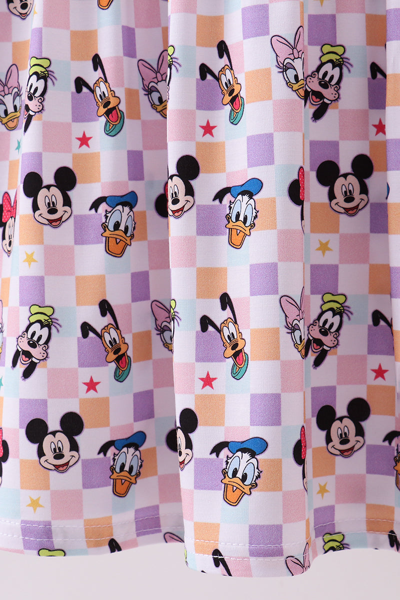 Purple Checkered Character Bamboo Dress