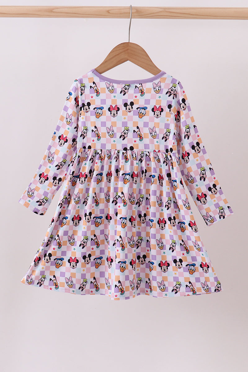 Purple Checkered Character Bamboo Dress