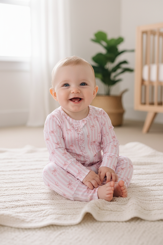 Pink Bows and Stripes Bamboo Sleeper