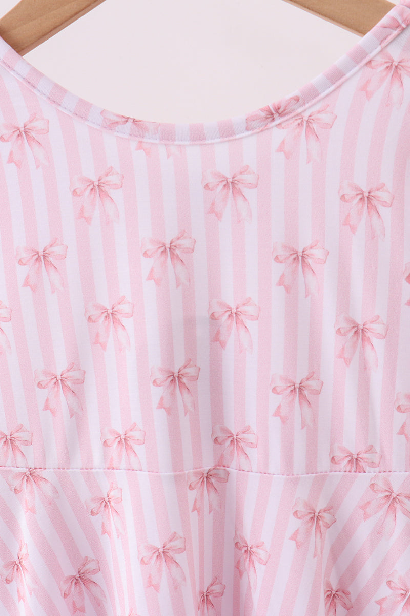 Pink Bows and Stripes Bamboo Dress