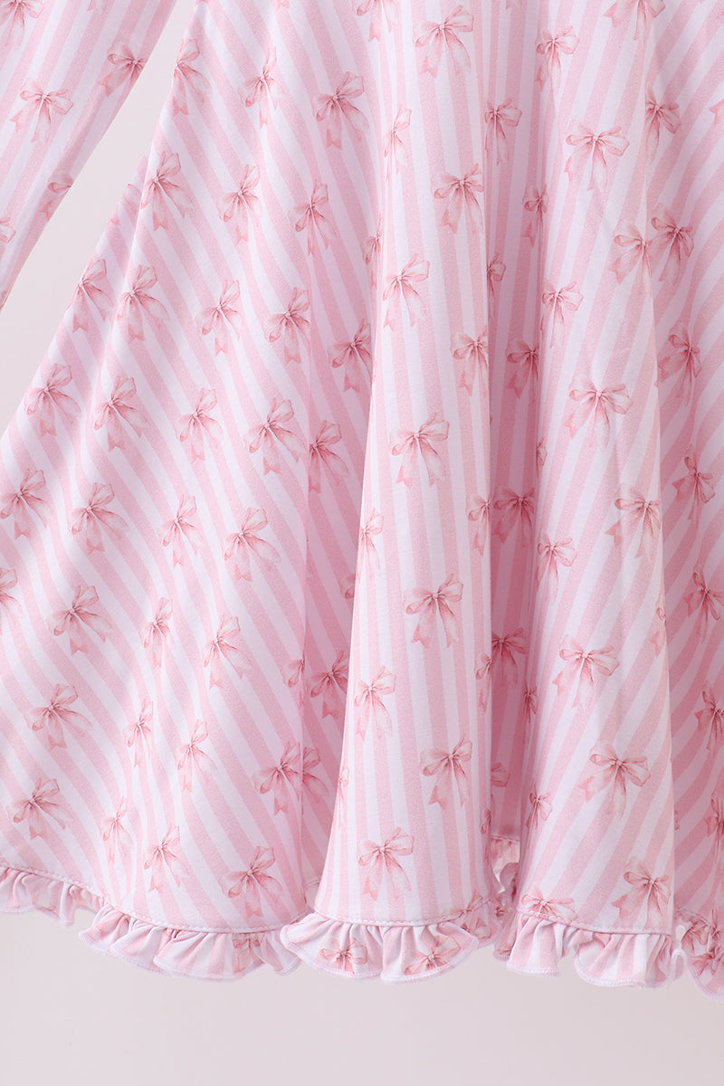Pink Bows and Stripes Bamboo Dress