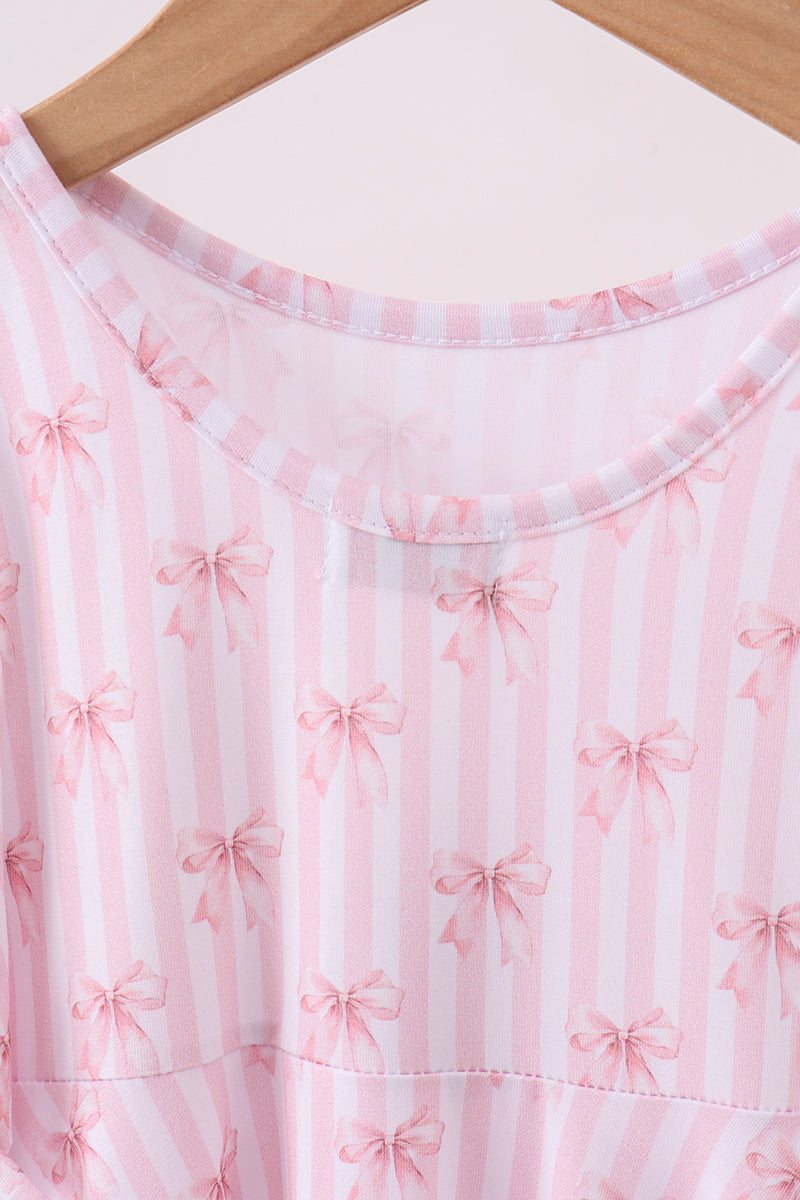 Pink Bows and Stripes Bamboo Dress