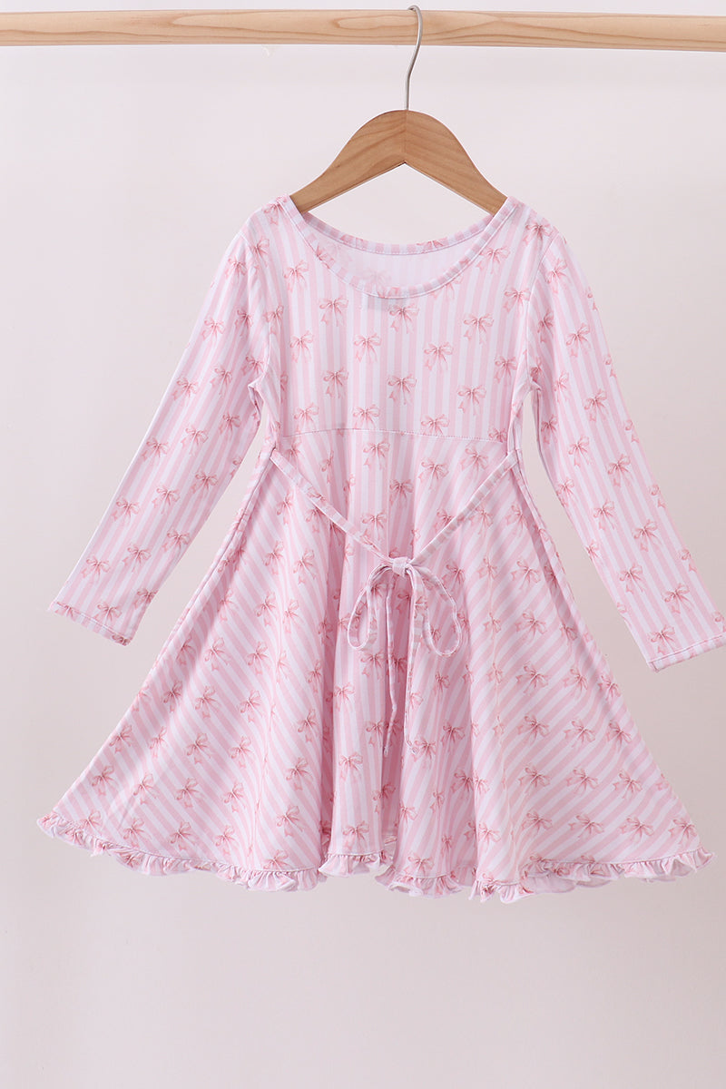 Pink Bows and Stripes Bamboo Dress