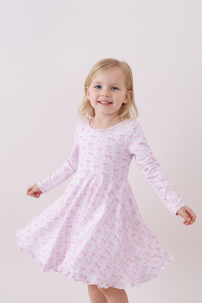 Pink Tiny Bow Bamboo Dress