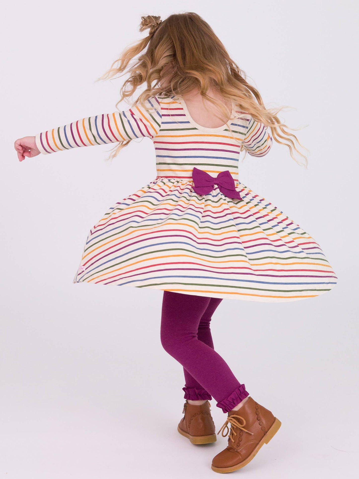 RB Twirl Rainbow Dress Back Modeled