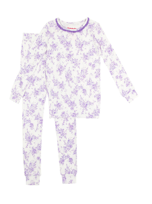 Girls Princess Castle Bamboo Ruffle Pajama Set