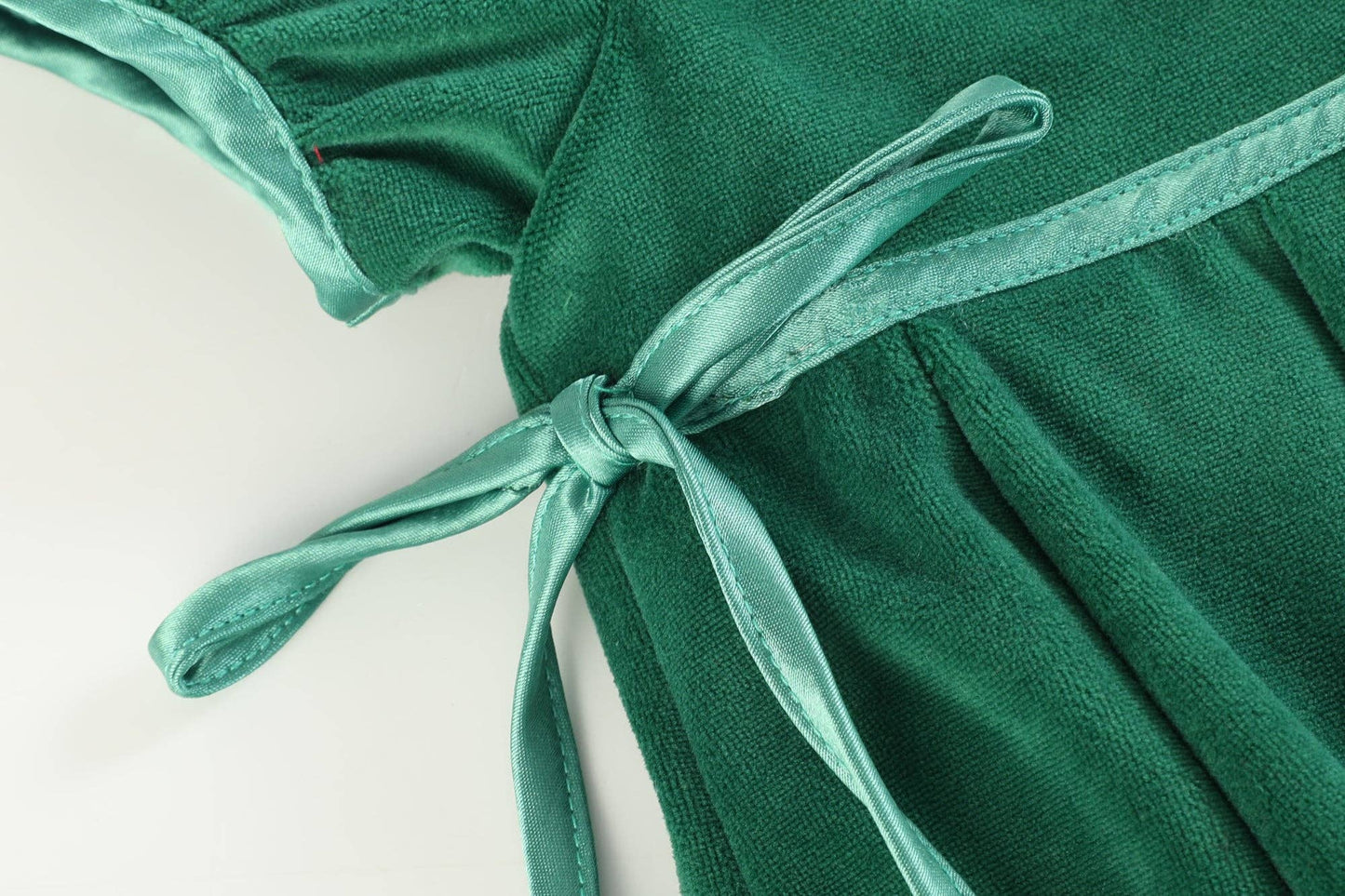 Green Velour and Satin Bow Dress