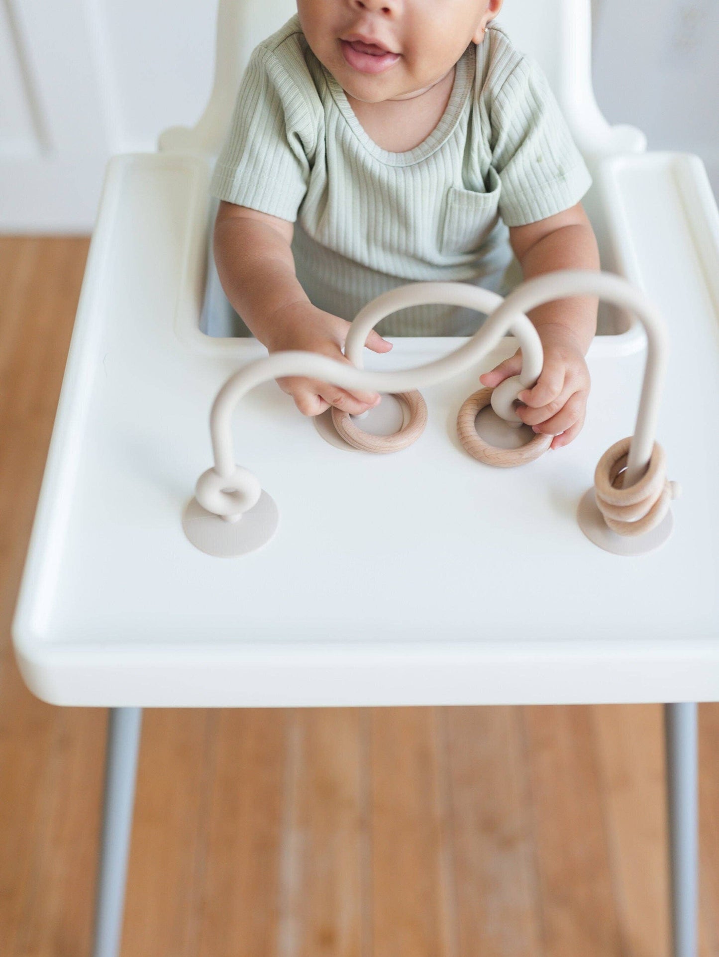 Baby Silicone Tray Toy Beige Neutral Using
